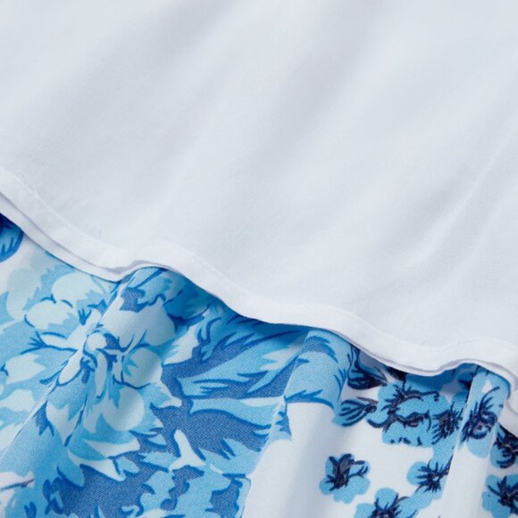 White Camisole Top and Blue Floral Print Skirt Co-ord Set - Picture 5 of 5